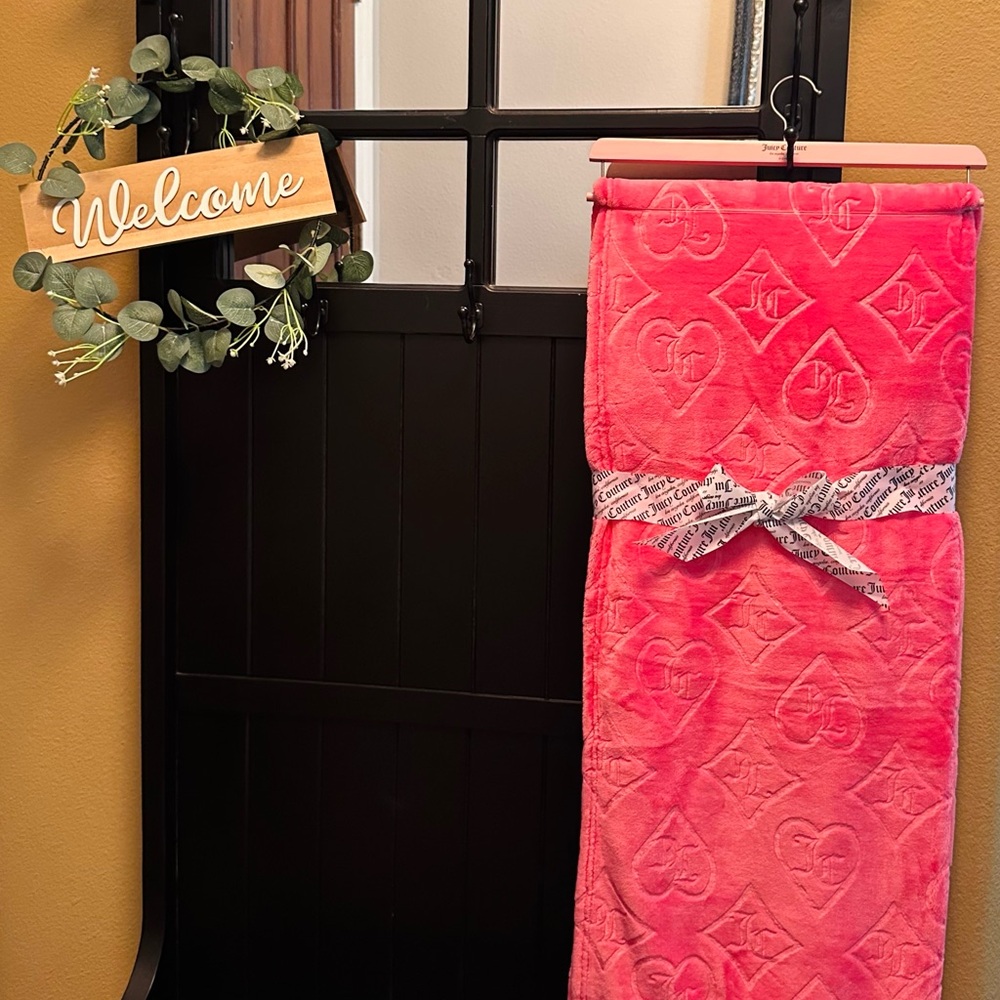 Juicy Couture Pink Embossed Throw Blanket